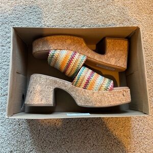 Colorful Cork Platform Sandals